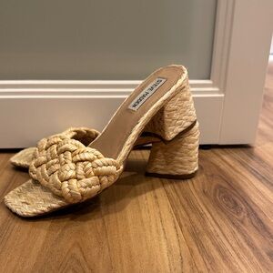 Steve Madden Women's Beige Woven Block Heels